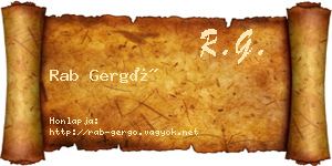 Rab Gergő névjegykártya